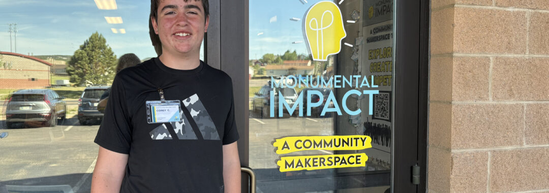 Corey standing at the entrance to our makerspace